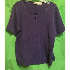 Faded Glory T Shirt Womens Size Large Scoop Neck Short Sleeve Cotton Blue